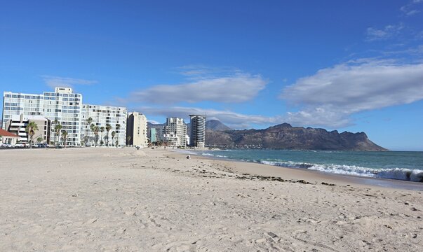 Beach ,buildings and Gordon's Bay Mountains