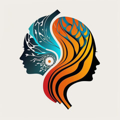 a logo that portrays the Union between humans and artificial intelligence. balance between human and technological elements, modern design, Generative AI