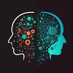 a logo that portrays the Union between humans and artificial intelligence. balance between human and technological elements, modern design, Generative AI