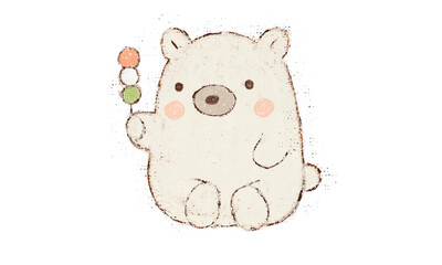 お団子を食べたいクマ(PNG)