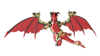 mech dragon is flying on top view