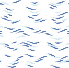 Seamless Wave Stripe Pattern, Water vector background. curve brush stroke, curly paint lines, watercolor illustration