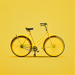 yellow bicycle on yellow background Generative AI