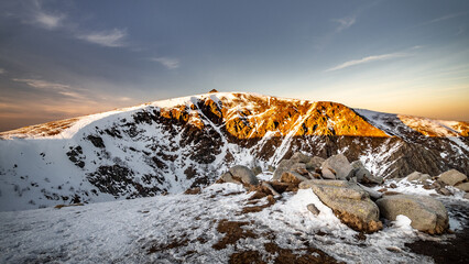 Hohneck summit in winter, Vosges mountains, France