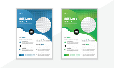 

Flyer design layout template for creative corporate business with abstract shape used for business poster layout, IT company flyer, corporate banners, and leaflets.