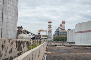 Power plant project view of combine cycle project power plant. The photo is suitable to use for industry background photography, power plant poster and electricity content media.