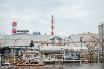 Power plant project view of combine cycle project power plant. The photo is suitable to use for industry background photography, power plant poster and electricity content media.