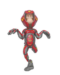 chimpanzee astronaut is happy and also dancing like a duck