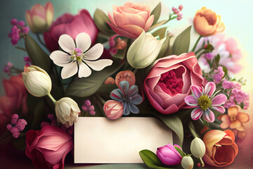 Floral Composition With Greeting Card For Mother Days (2)
