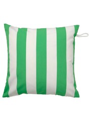 Home garden outdoor textile Throw pillow Colorful White green stripe Square Polyester fabric Beautiful Modern Expressive pattern Furnishing element Isolated on white background