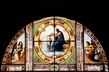 Fototapeta na wymiar stained glass window in church of Santa Maria Sopra Minerva in Rome