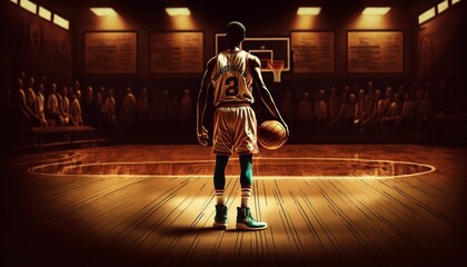basketball player backview. highlight sports concept of a player. ai generative content