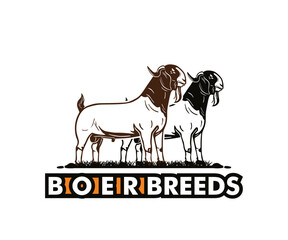 GREAT GOAT BREEDS BOER LOGO, silhouette of strong and healthy ram vector illustrations