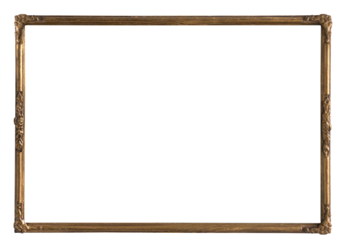  light wooden picture frame with little ornaments in the corners - isolated - stock image