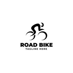 Flat man riding bicycle logo design vector illustration