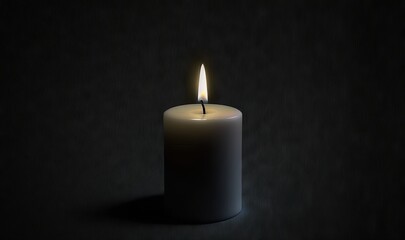  a lit candle on a dark background with a shadow on the floor.  generative ai