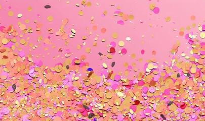  a pink background with lots of gold confetti on it.  generative ai