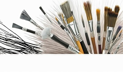 Fototapeta premium a bunch of brushes that are sitting in a cup of water. generative ai