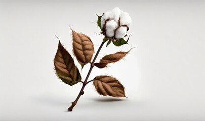  a cotton plant with two cottons on it's stem.  generative ai