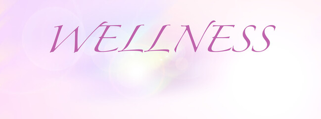Fototapeta na wymiar Long banner. Abstract light pink violet background and word Wellness. gradient.