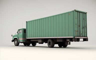 Flatbed truck, back view. Generative AI