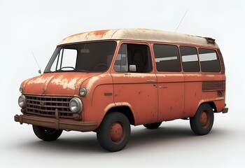 old rusty van, vintage car. 3d rendering. Generative AI