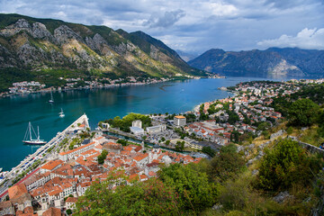 Fototapeta na wymiar View of Kotor bay in Montenegro, Adriatic sea, Balkans