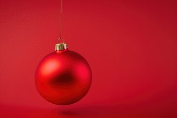christmas ornament, red christmas ball on red color background