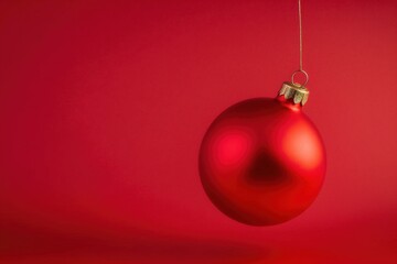 Naklejka na ściany i meble christmas ornament, red christmas ball on red color background