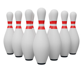group bowling pin 3d render