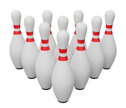 group bowling pin 3d render