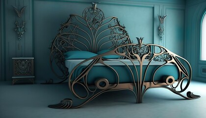 bedroom with wrought iron design