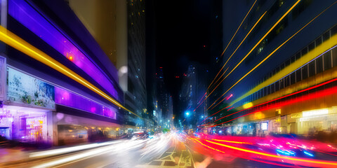 Fototapeta na wymiar Abstract Motion Blur City, traffic in central district of city at night. Light trails with motion blur effect, long time exposure 