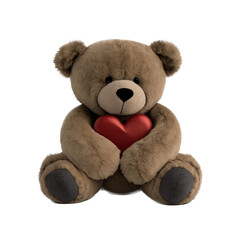 Obraz premium a spring-themed illustration featuring adorable isolated fuzzy teddy bear plush toys, including red hearts, all set on a transparent background and provided in PNG. Generative AI
