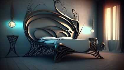 bedroom with wrought iron design