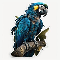 Fototapeta premium Representative sticker of fictional blue macaw, created in AI in high qualit