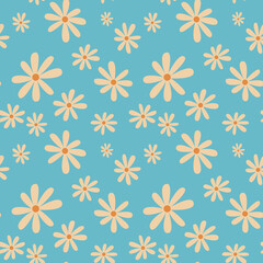 white flower pattern. white floral pattern on blue background. flower doodle art.