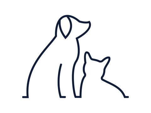 silhouette of a cat and dog