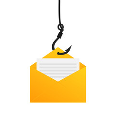 Internet crime, fishing hook, email. Vector illustration