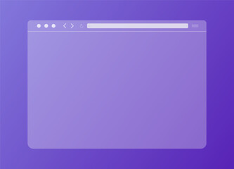 Transparent web browser mockup on purple background in modern flat design. Computer blank template frame. Isolated design. Vector illustration