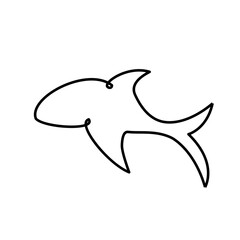 Single one line drawing sharks fish