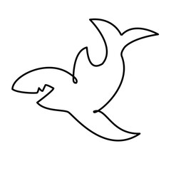 Single one line drawing sharks fish