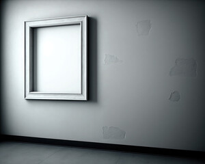 Empty room with a frame hanged on the wall. Generative AI