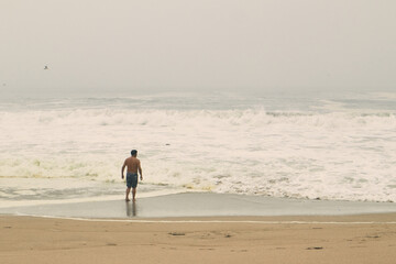 person walking on the beach