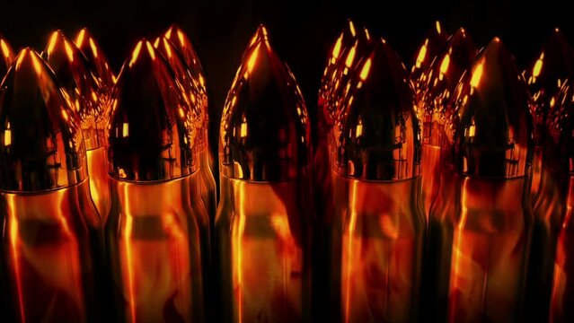 Military Shells In Fire Composite, War, Conflict