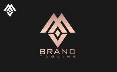 m and v letter luxury boutique stylish majestic logo rose color design