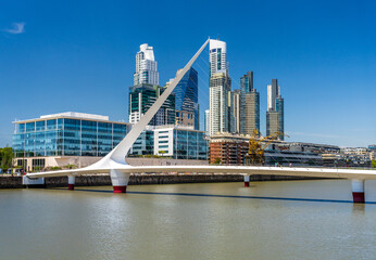 Footbridge and modern offices and apartments in Puerto Madero district of Buenos Aires