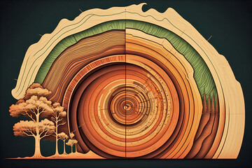 Abstract infographic Illustration of tree age rings