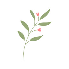 Decorative green leaves. Hand drawn decorative elements. Vector illustration