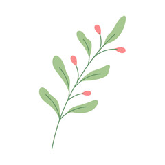 Decorative green leaves. Hand drawn decorative elements. Vector illustration